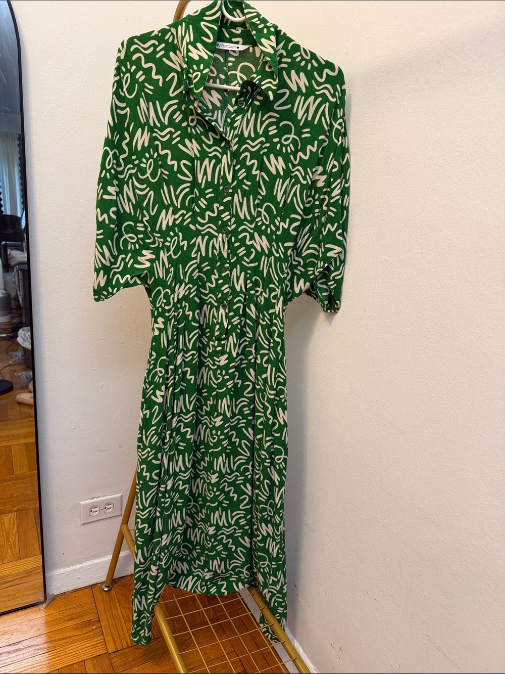 Zara Green Printed V-Neck Maxi Dress - Unbranded - Picture 5 of 16